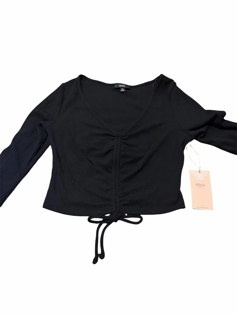 Blashe Women’s Long Sleeve Rib Shirred Crop Top